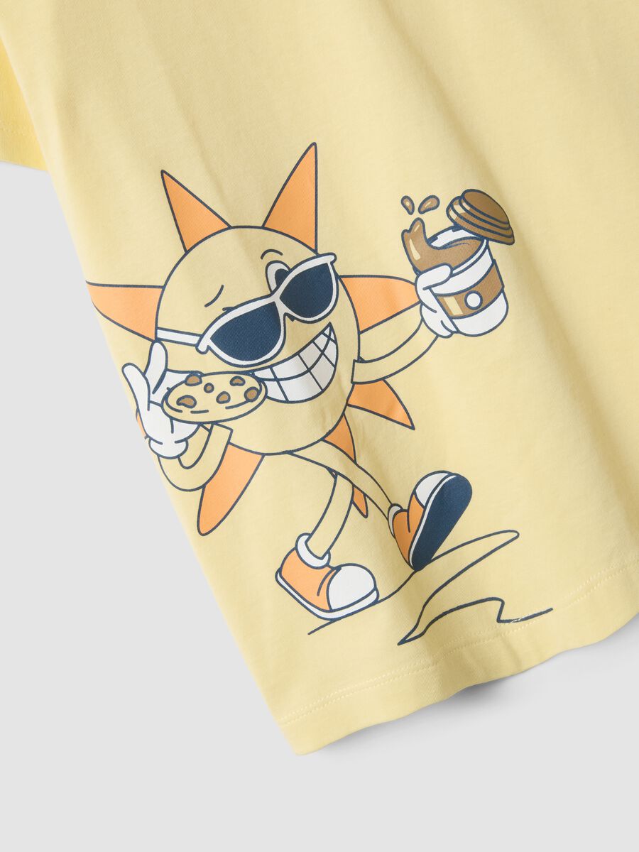 Gelber kurzer Pyjama aus reiner Bio-Baumwolle f&uuml;r Kinder, Regular Fit_3