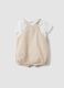 Beige organic cotton set with T-shirt and short dungarees_1