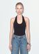 Black stretch bodysuit with rhinestones, regular fit_1