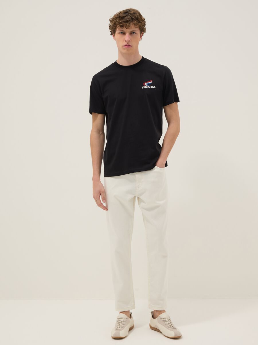 Schwarzes T-Shirt aus reiner Baumwolle mit Print, Regular Fit_1