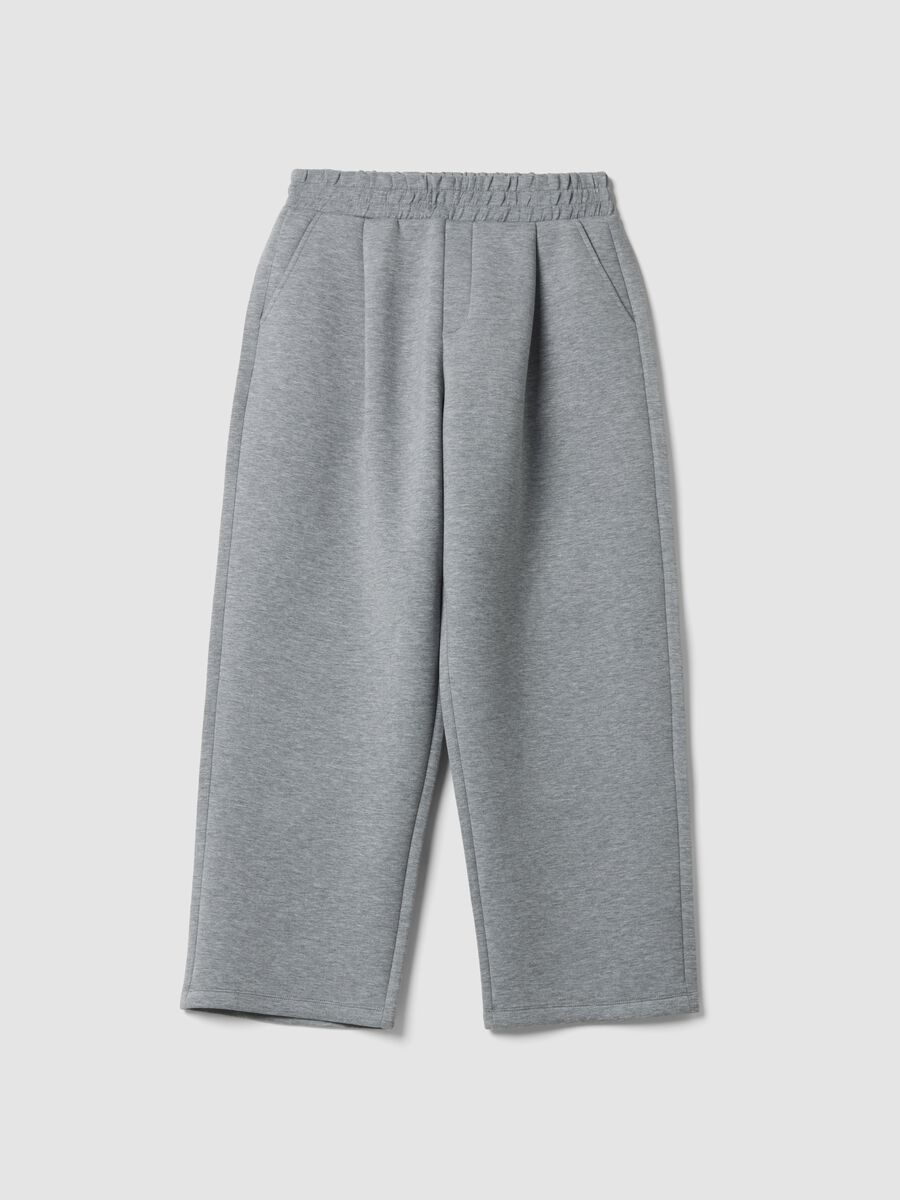 Pantaloni grigio melange in viscosa elasticizzata over fit_0