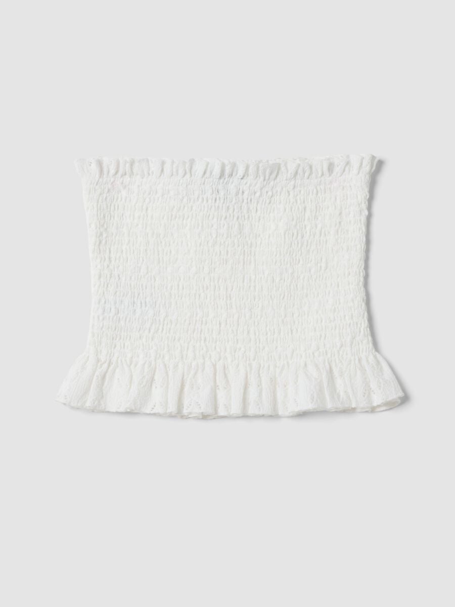 White ruched stretch-fabric top_4