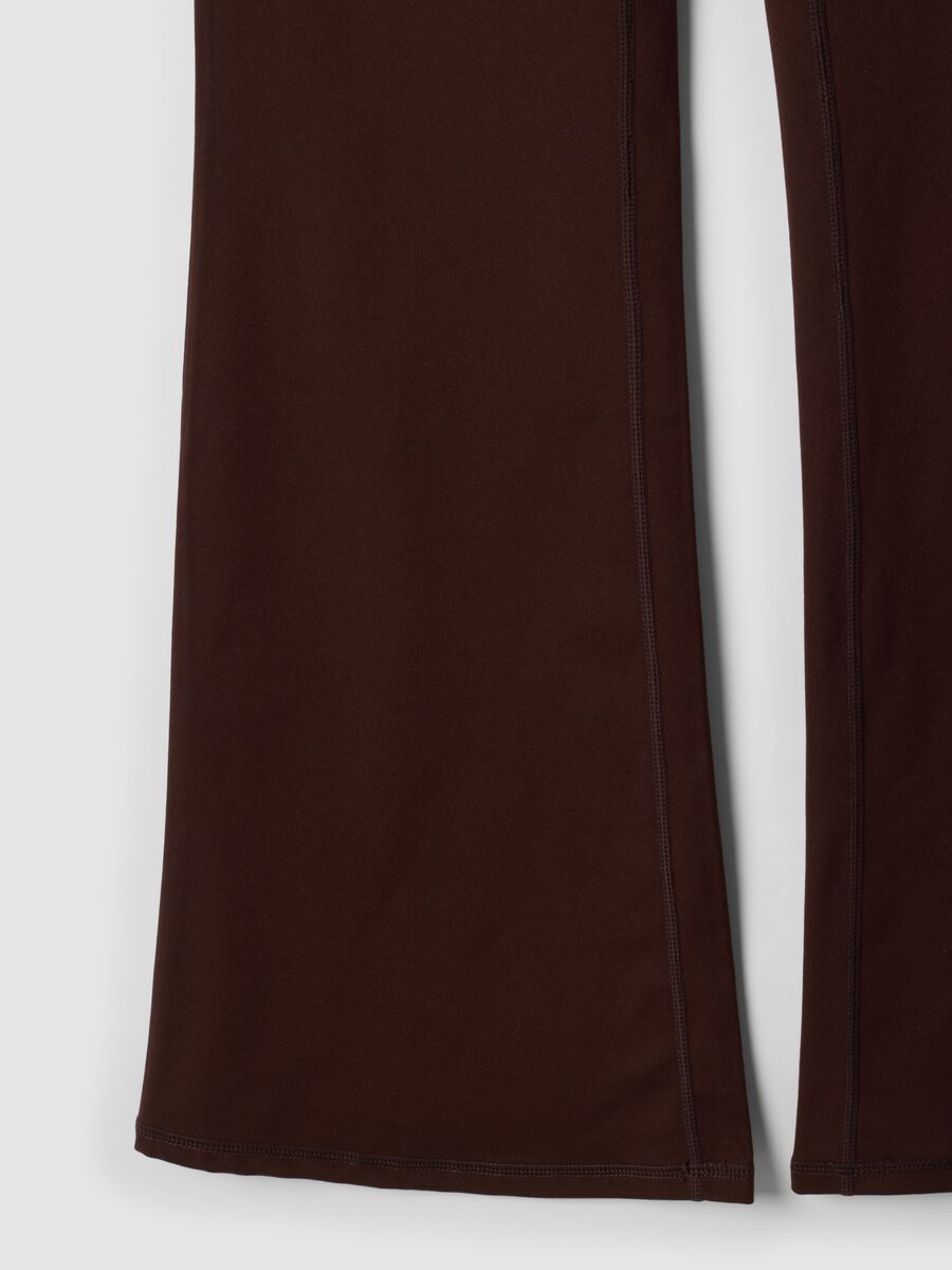 Brown flared leggings in stretch fabric_8