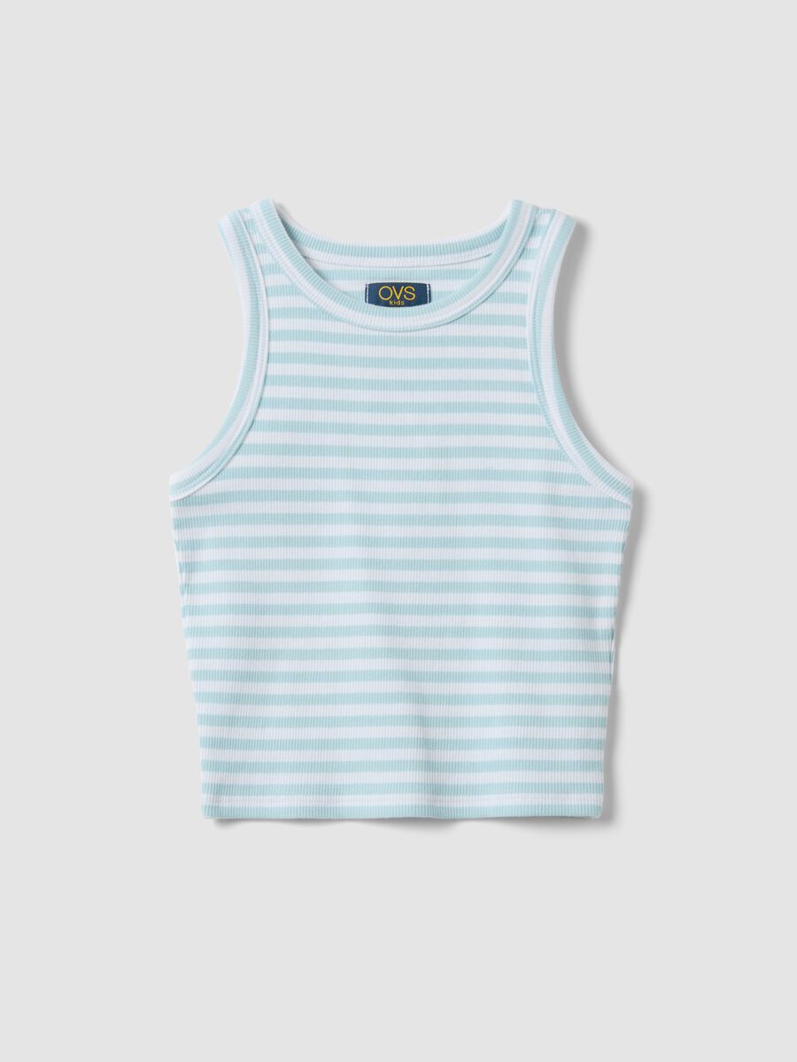 Girls&rsquo; multicolour striped fitted stretch-cotton vest top_0