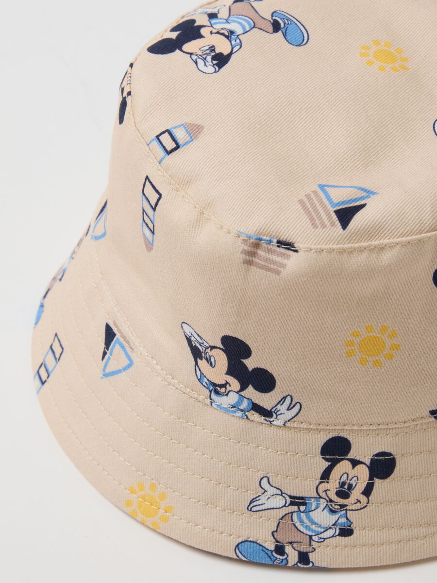 Beige pure cotton bucket hat for kids with Mickey Mouse prints_2