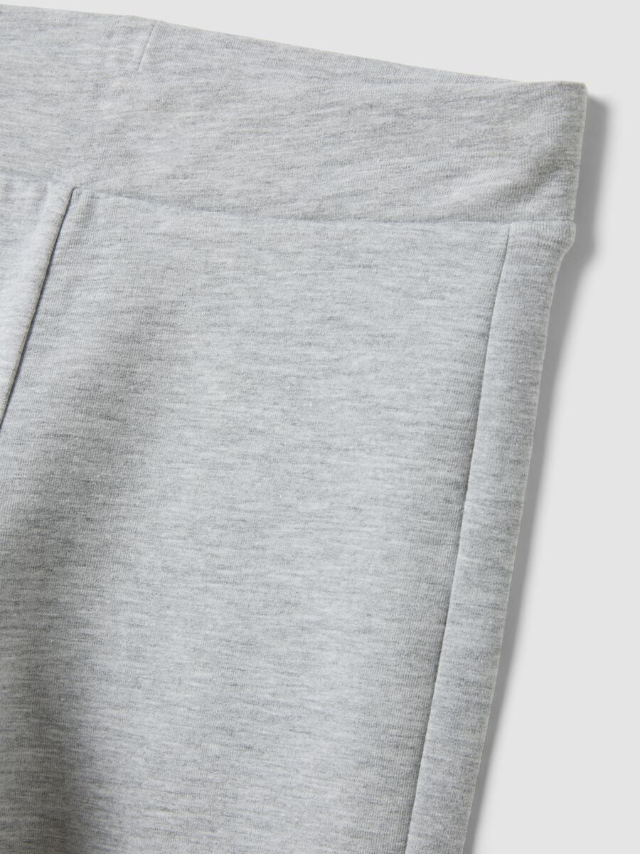 Leggings cinzentas &agrave; boca de sino em algod&atilde;o el&aacute;stico_2