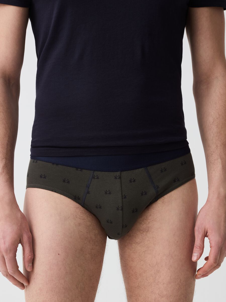 Three-pack briefs with crab print_2