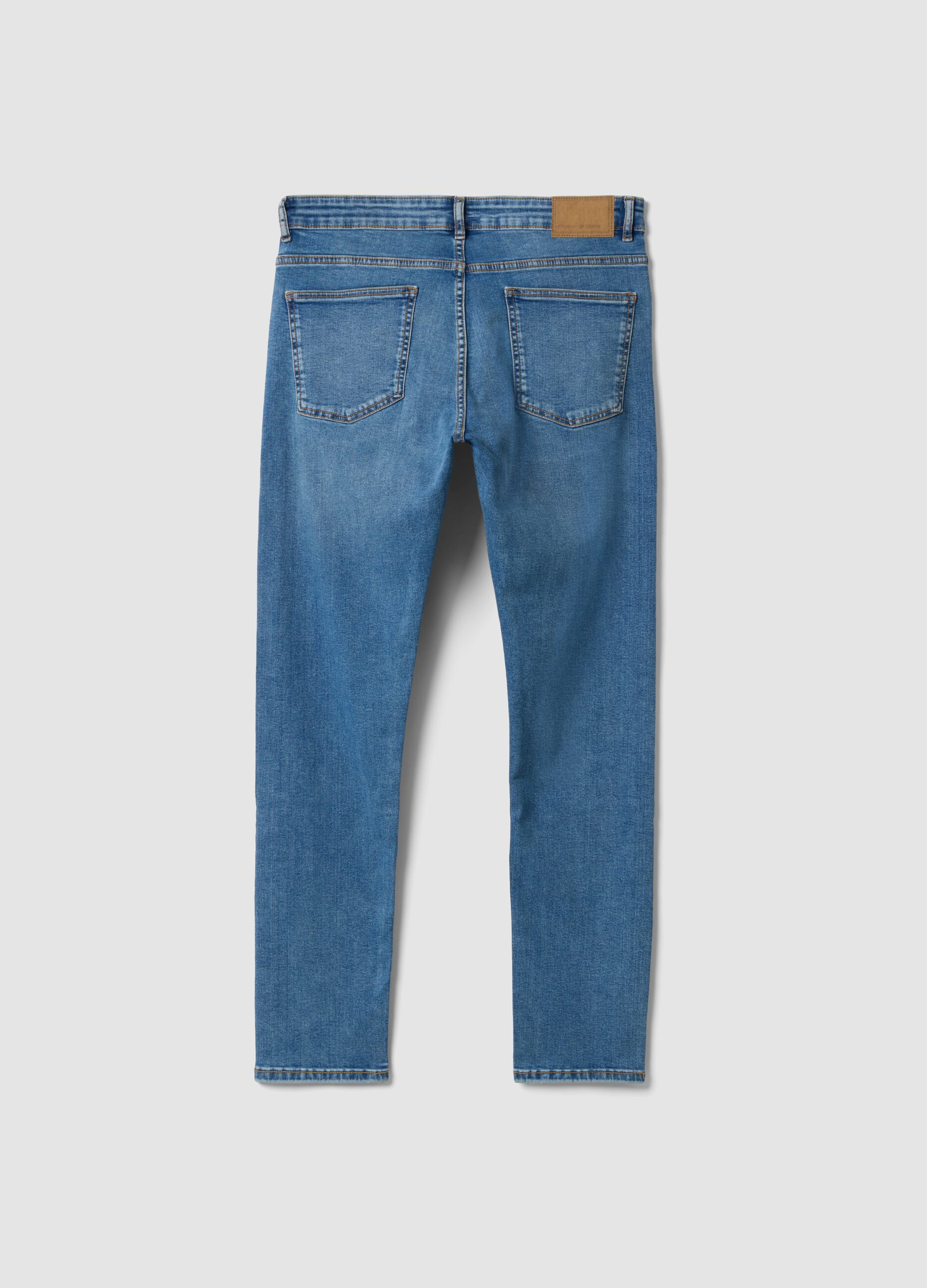 Light blue skinny-fit stretch cotton denim jeans