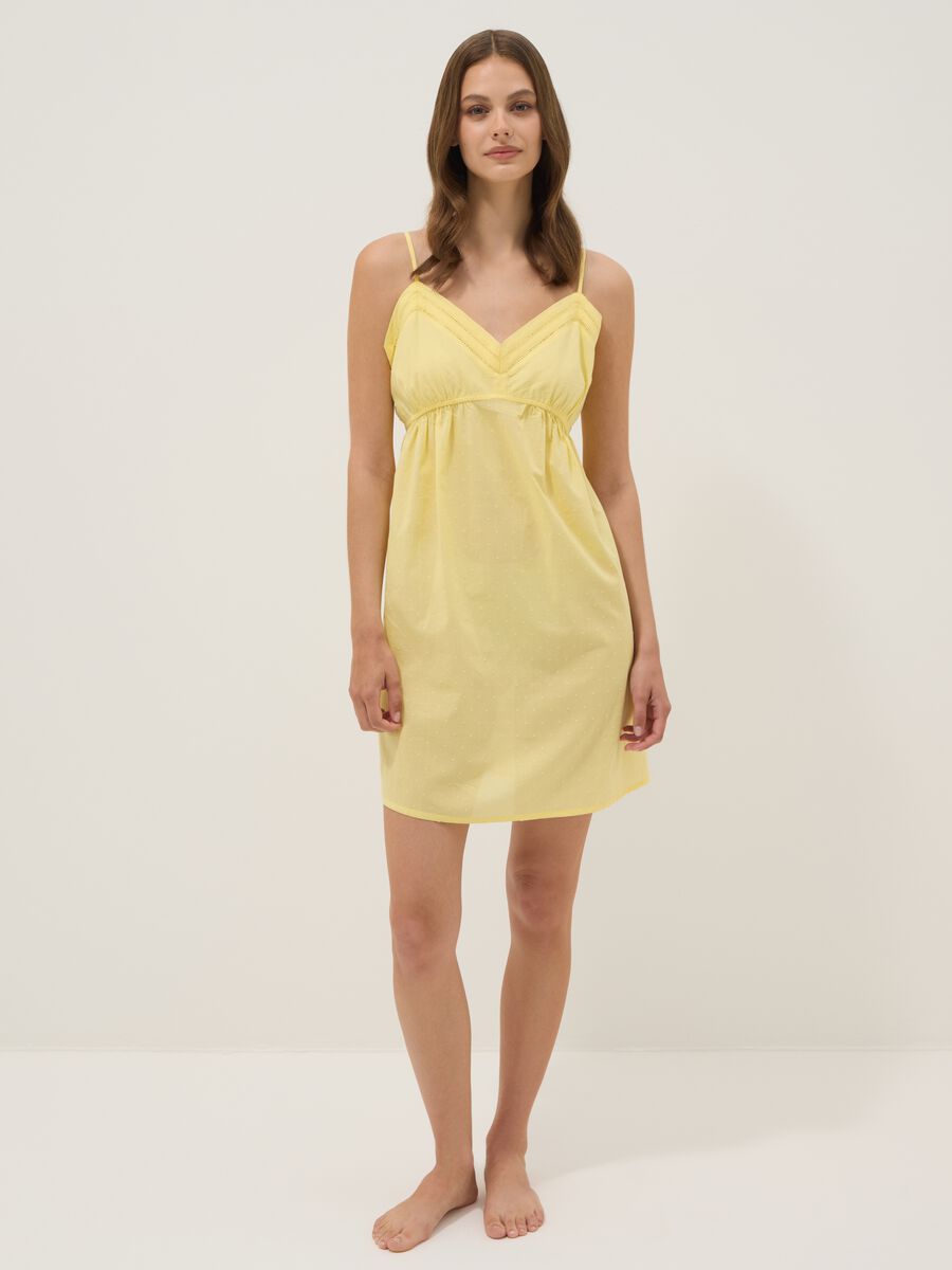 Yellow organic cotton nightdress with thin straps_0