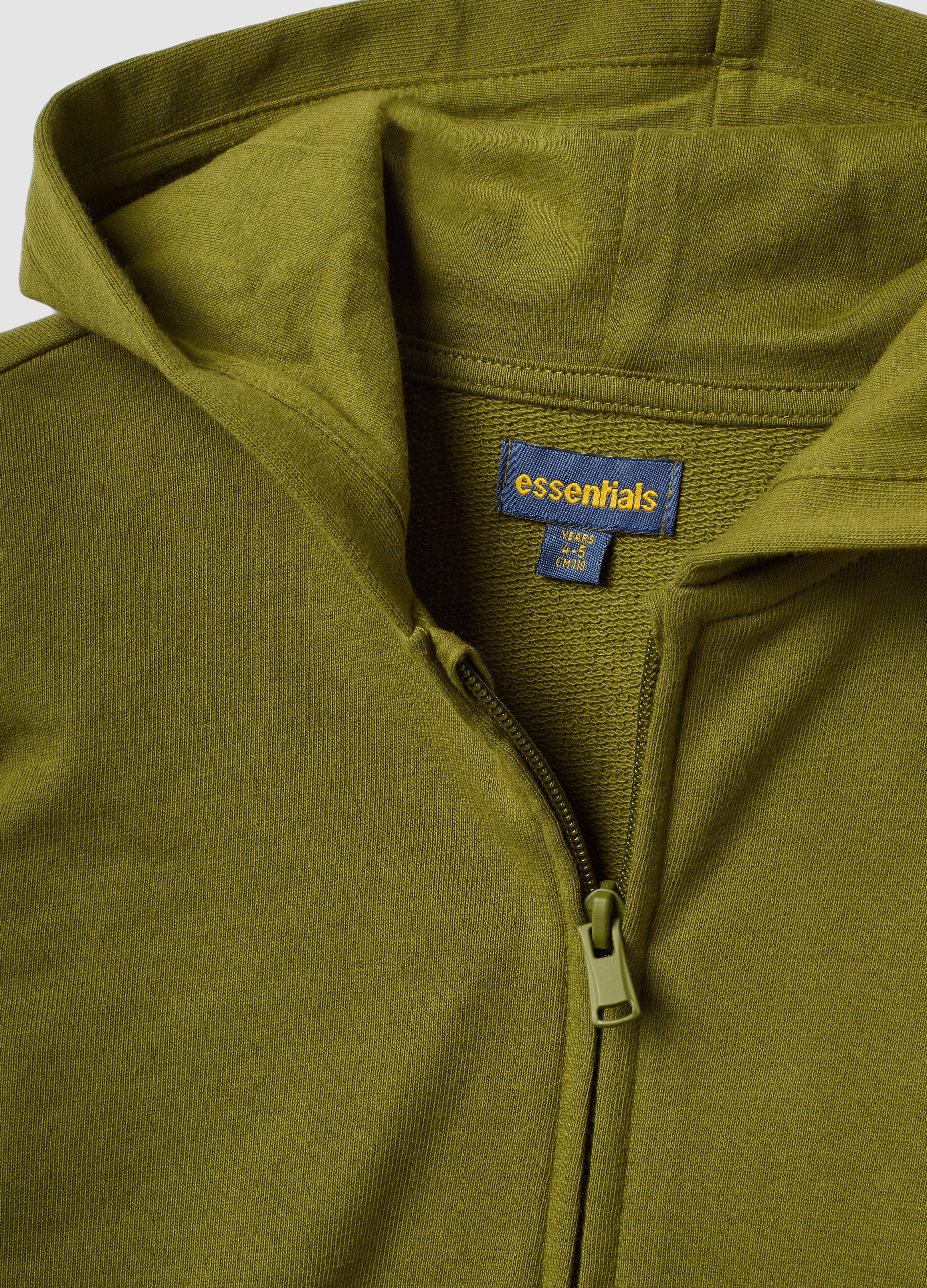 Sudadera verde con capucha de algod&oacute;n org&aacute;nico puro para ni&ntilde;o, corte regular