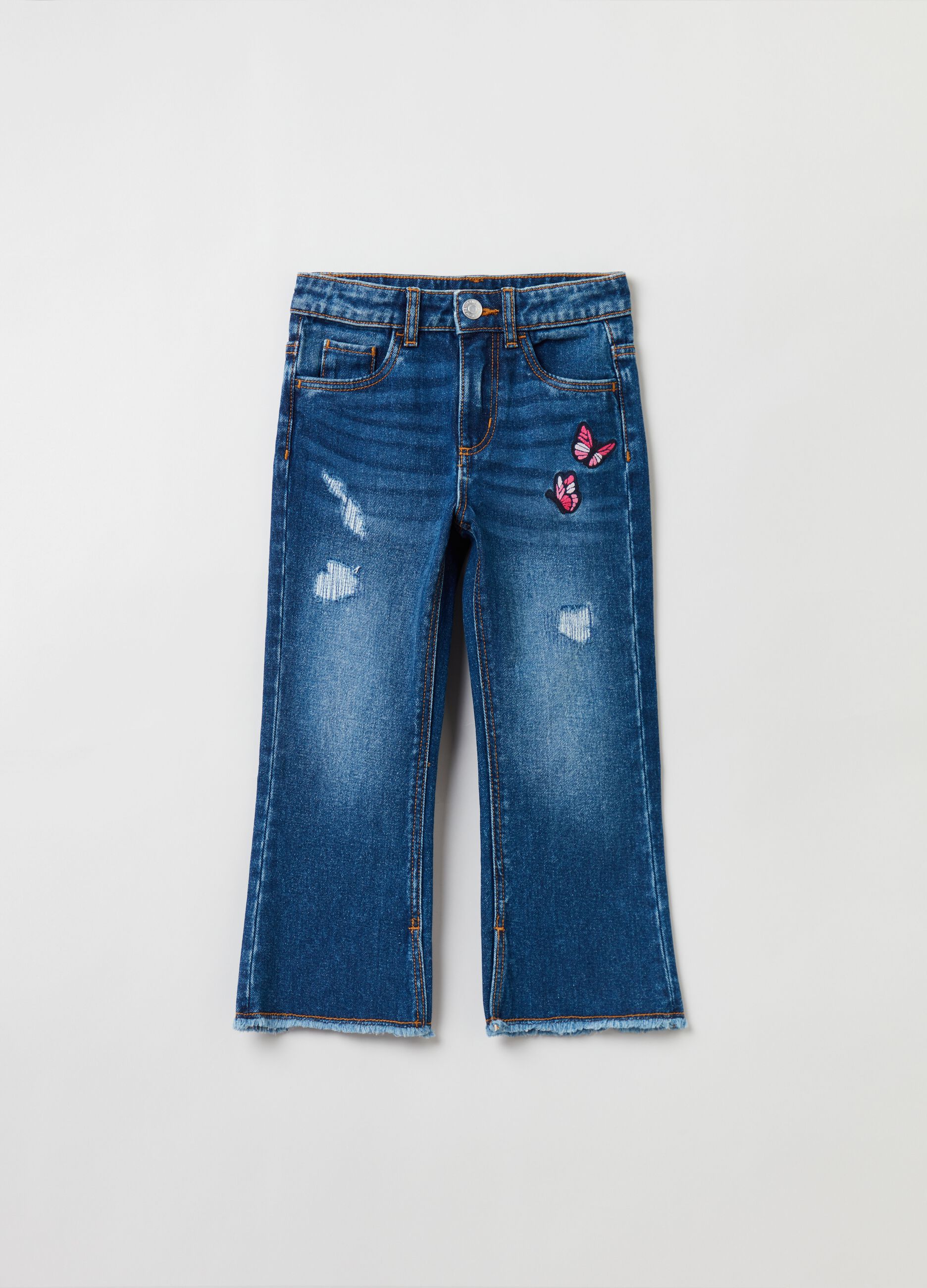 Flare-fit jeans with butterfly embroidery_0