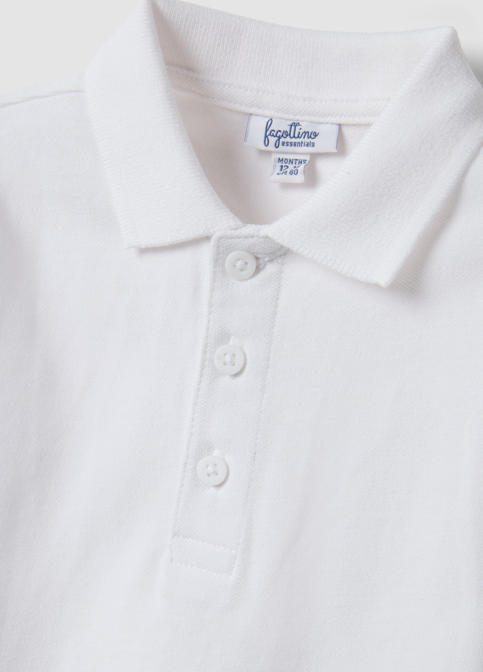 White organic cotton polo shirt for boys, regular fit