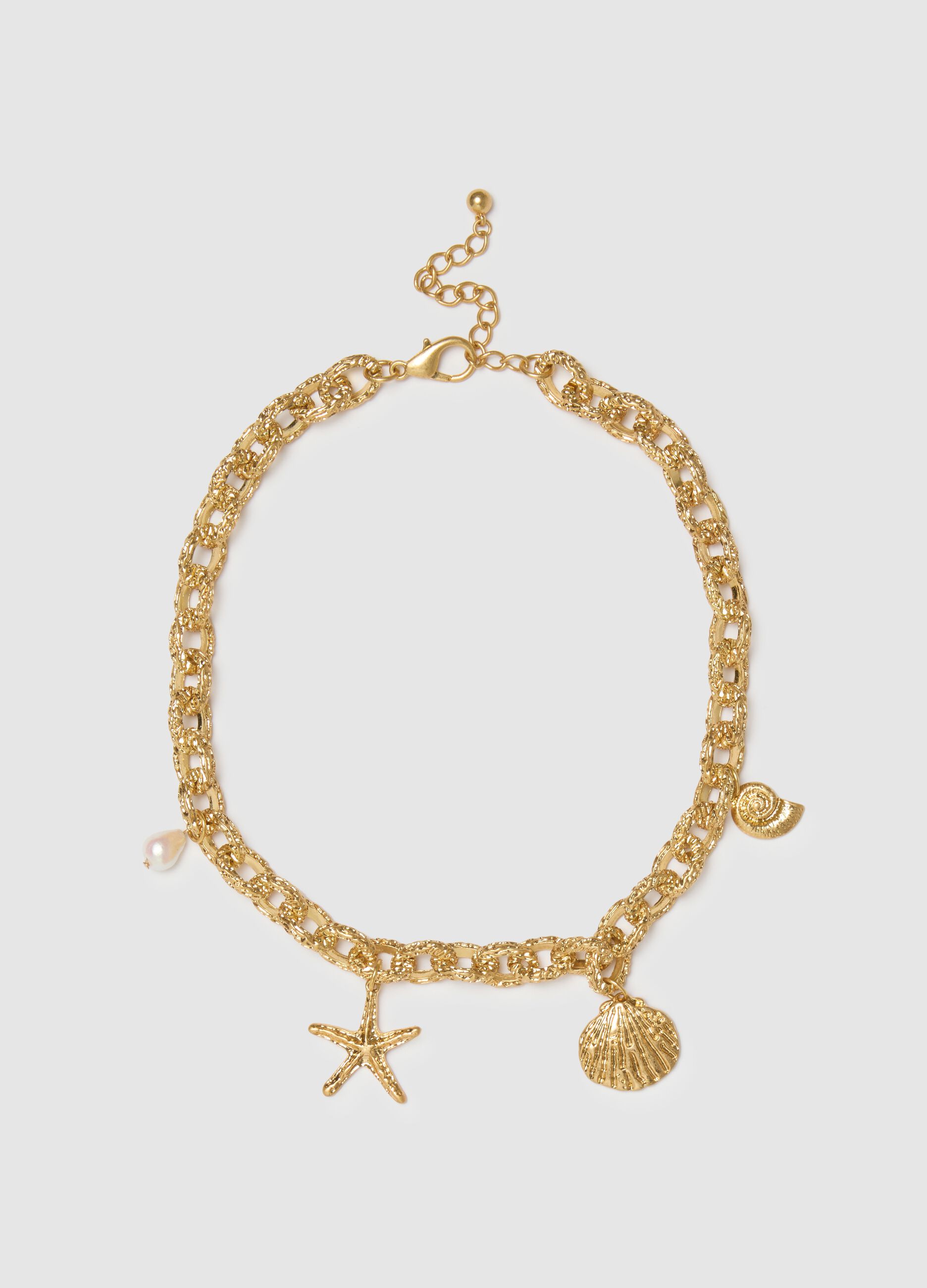 Multicolour gold-plated steel necklace with charms