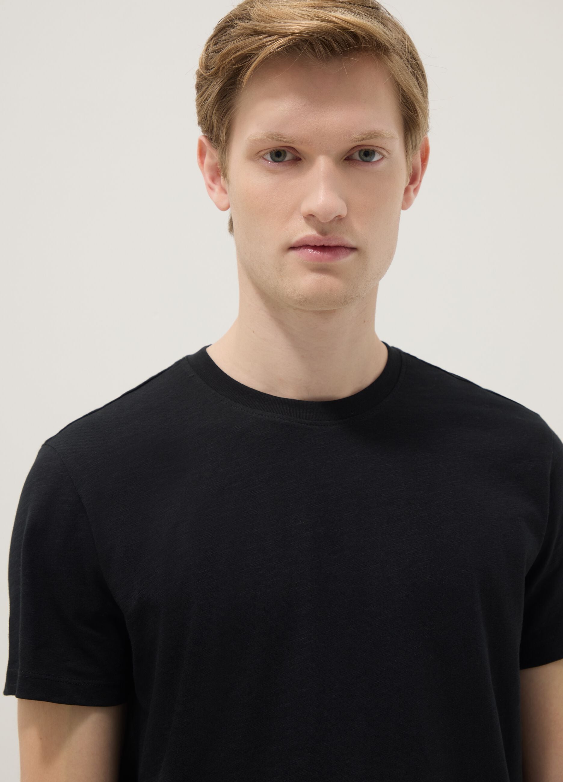 Black pure cotton short sleeve T-shirt regular fit