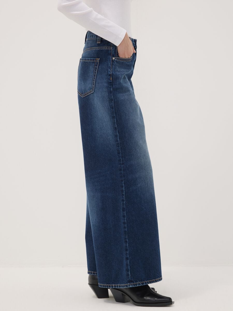 Blue pure cotton super wide-leg jeans_2