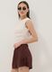 Braune Shorts aus Viskose-Leinen-Mix mit elastischem Bund, Regular Fit_3