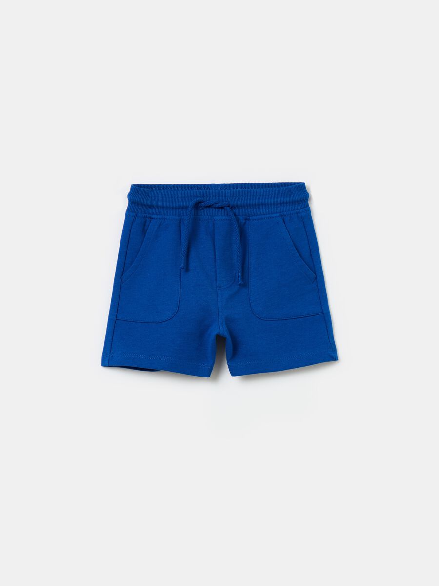 Cotton shorts with pockets and drawstring_0