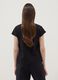 Black pure cotton T-shirt with Broderie Anglaise lace insert_3