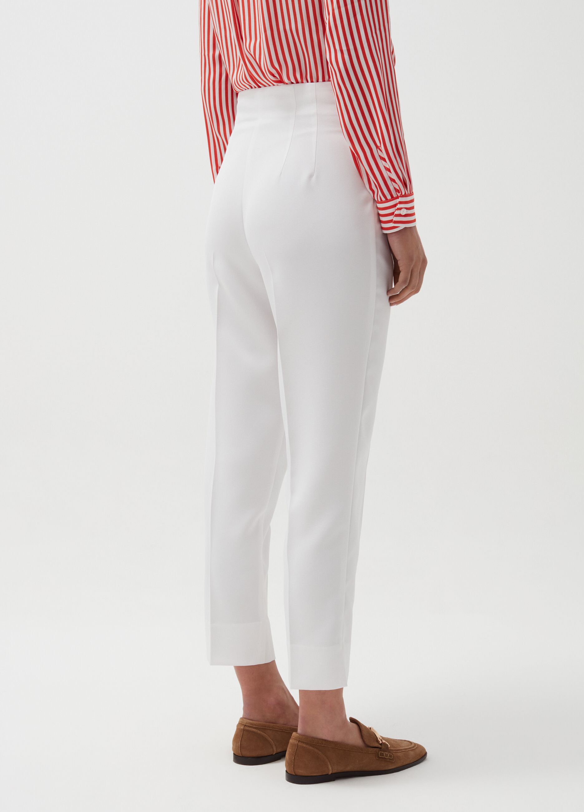 Crop trousers with high waist band