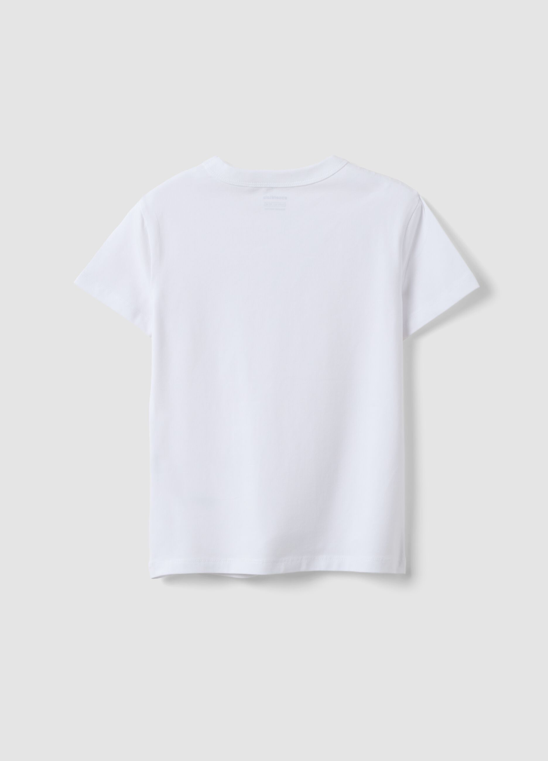 T-shirt branca de algod&atilde;o el&aacute;stico para rapariga, corte regular