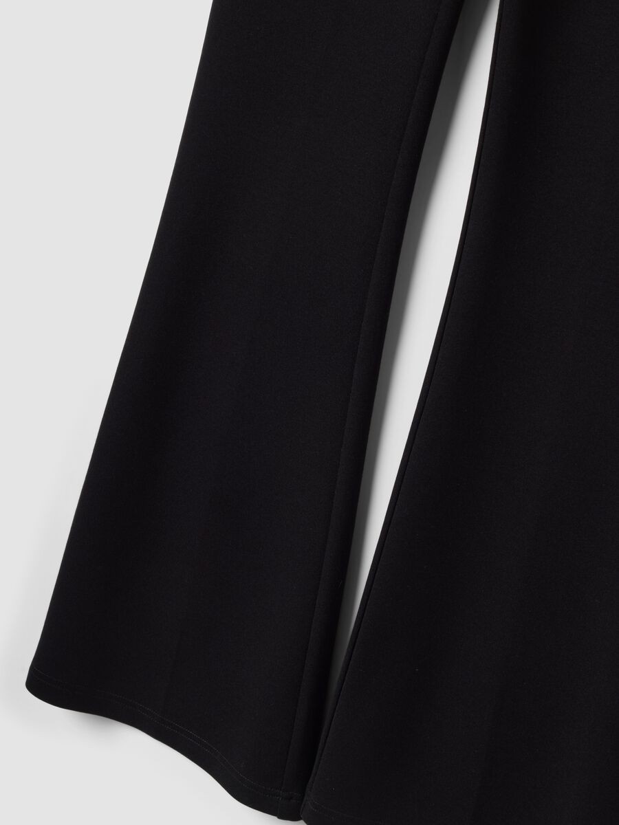 Black flared leggings in stretch viscose Milano stitch_5