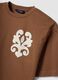 T-shirt castanha em algod&atilde;o puro com bordados, corte regular_5