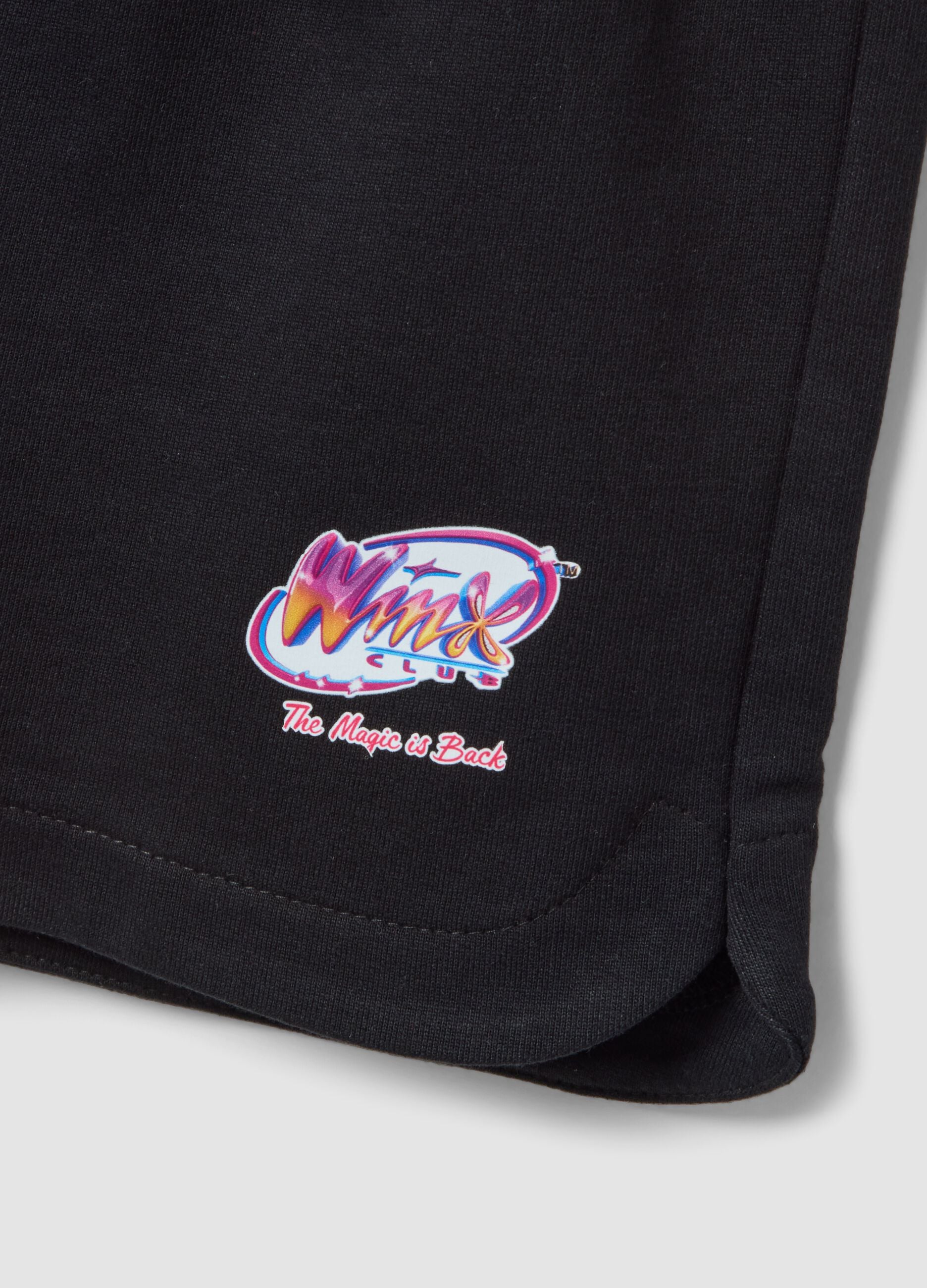 Completo bianco e nero in cotone elasticizzato con t-shirt e shorts per bambina regular fit
