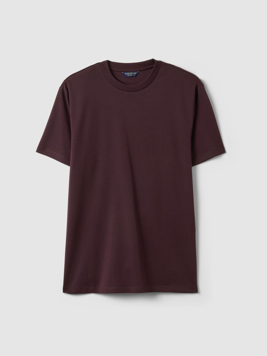 Brown pure cotton crew neck T-shirt regular fit_4