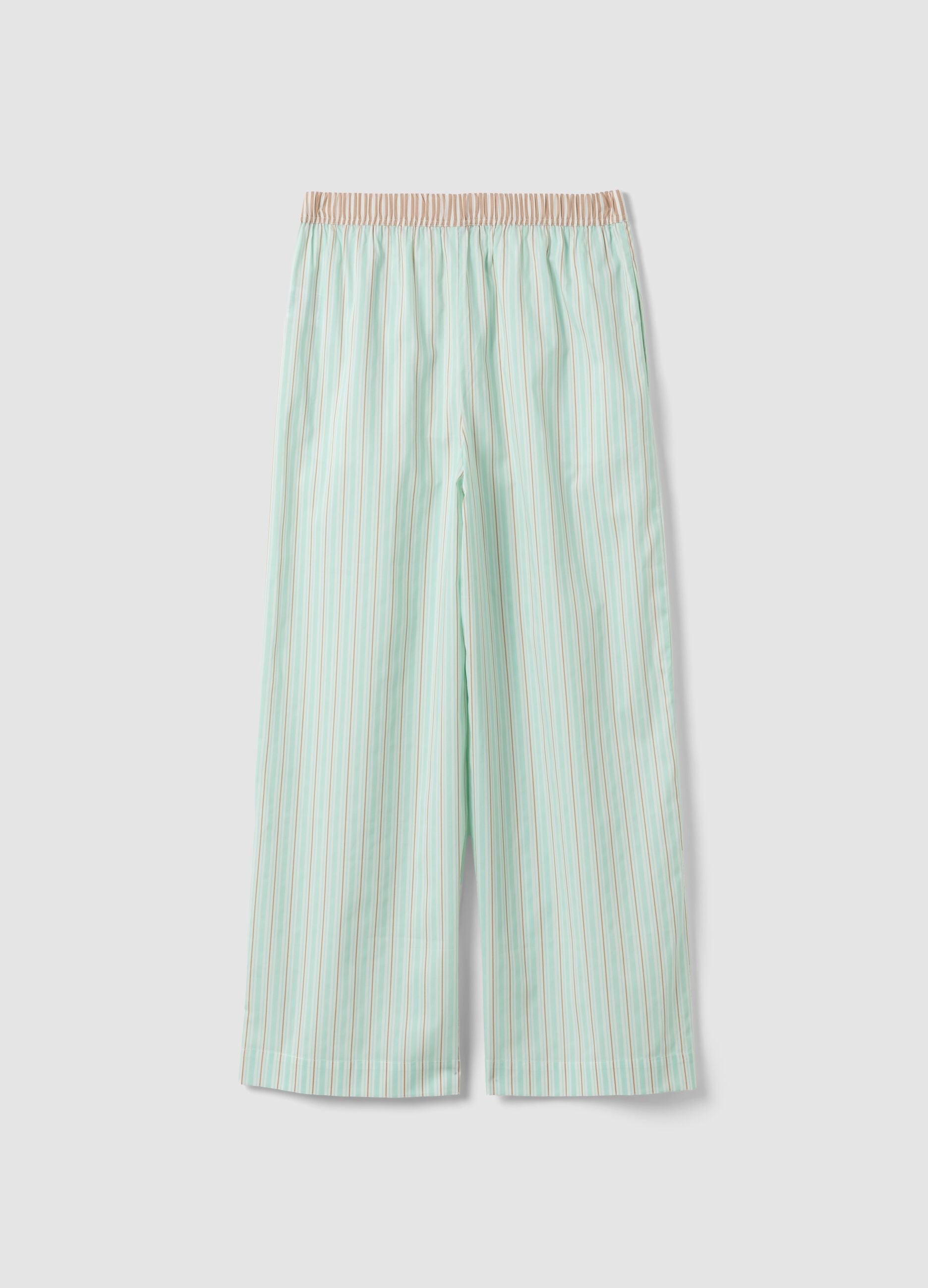 Green striped stretch cotton-blend poplin pyjama trousers