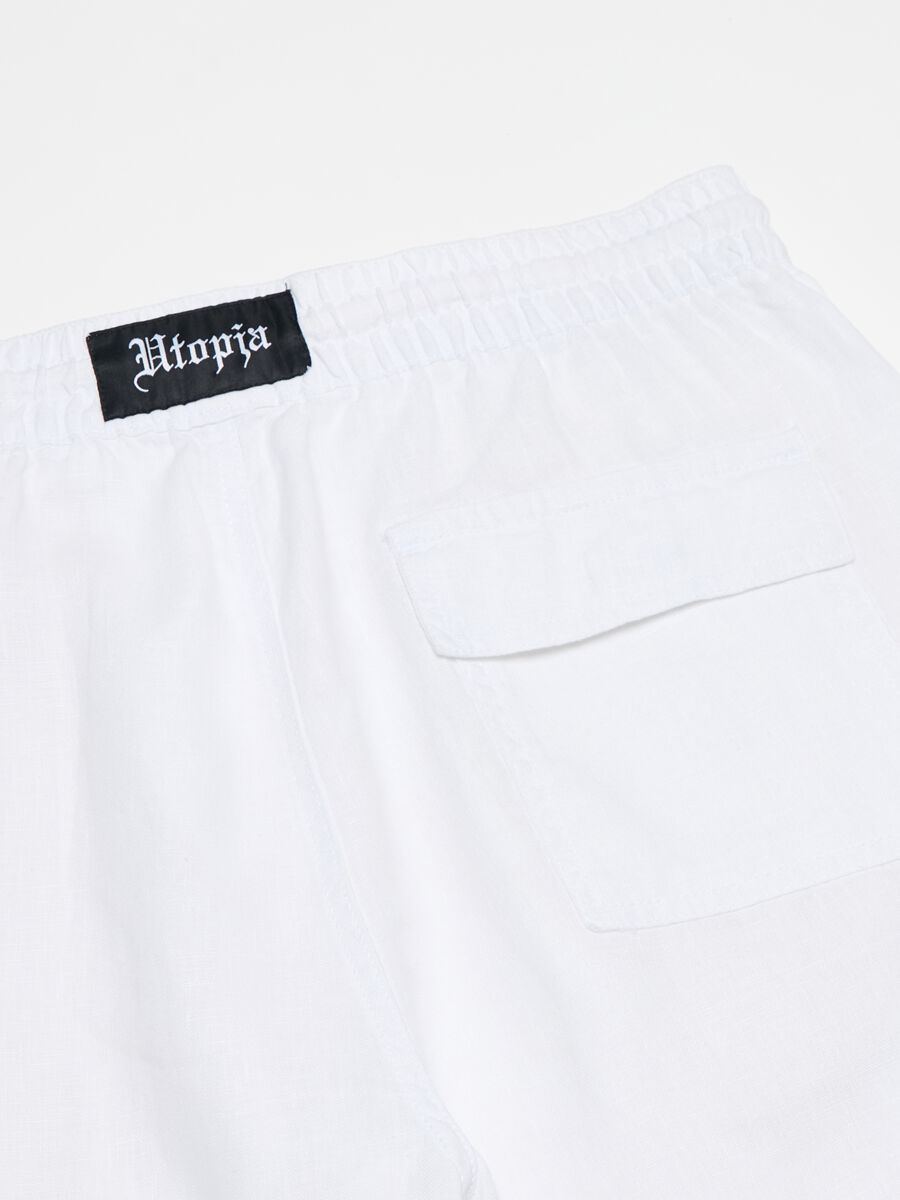 Linen Jogger Cargo Shorts White_6