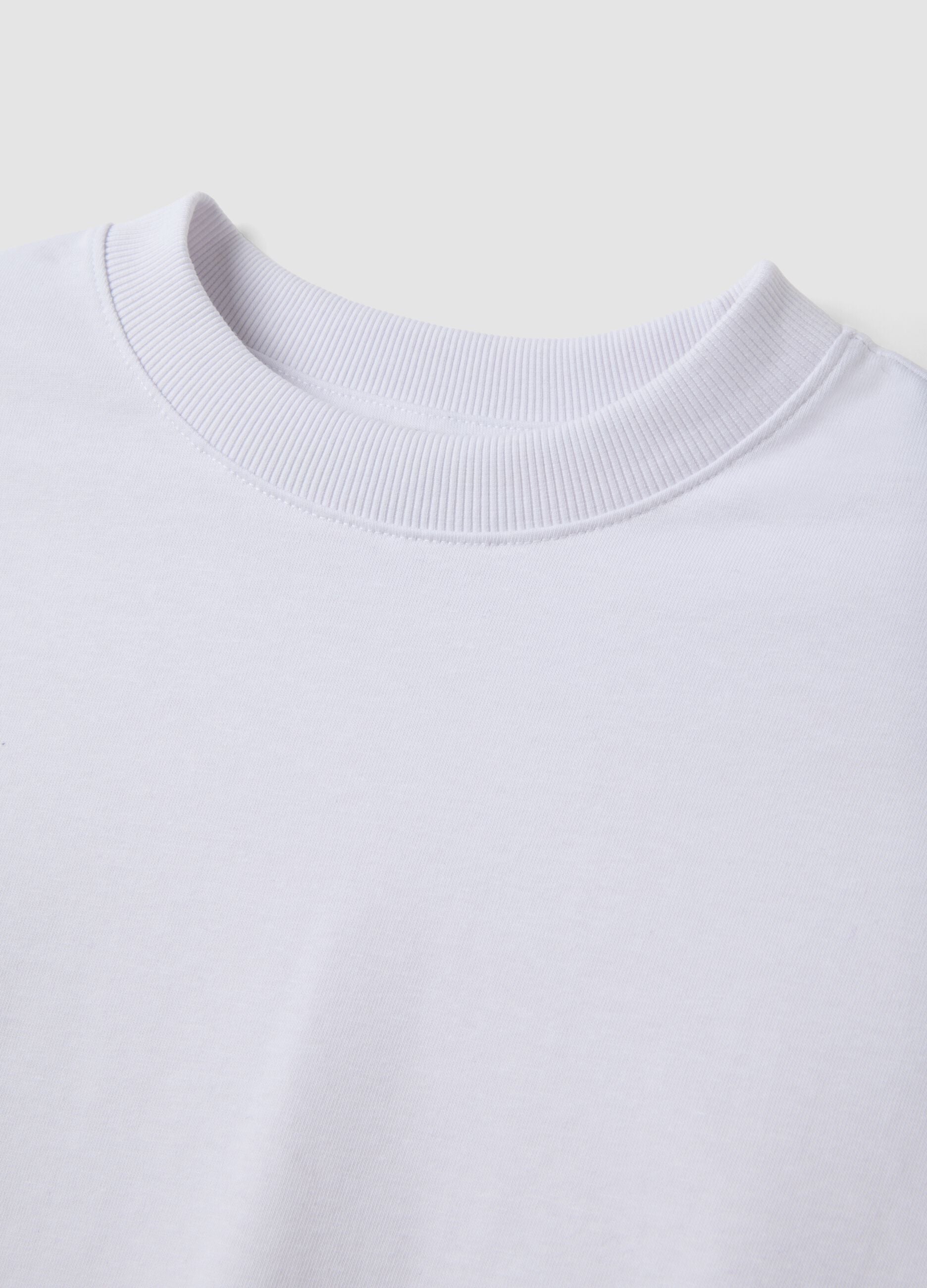 Wei&szlig;es Regular-Fit T-Shirt aus Jersey in Baumwollmix mit Rundhalsausschnitt