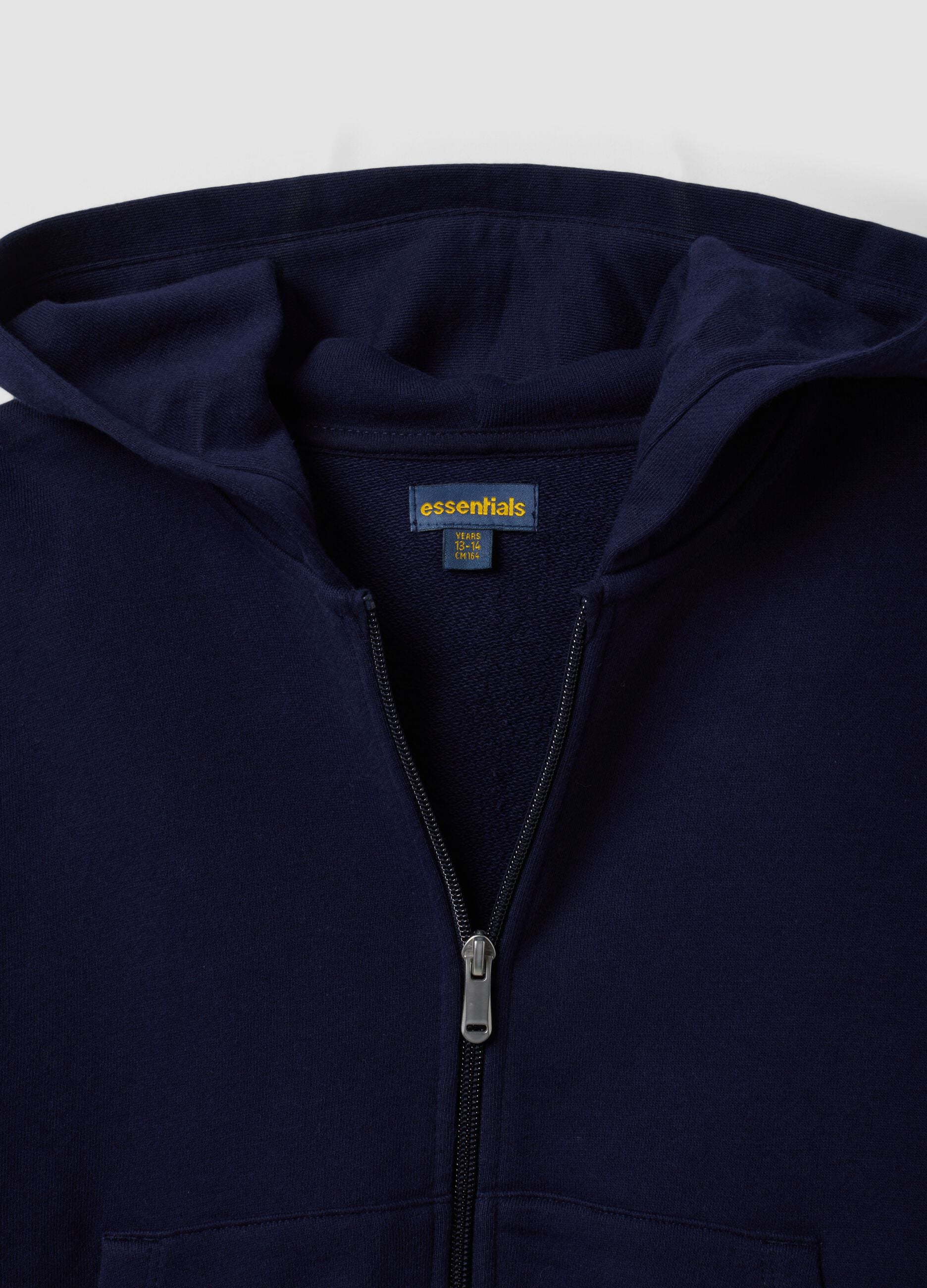 Blue organic cotton hooded sweatshirt