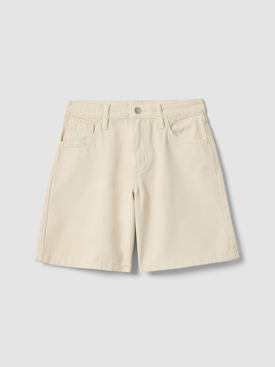 Cal&ccedil;&otilde;es de menina em puro algod&atilde;o bege com ajuste regular_0