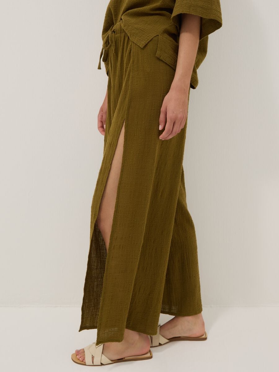 Green pure cotton beach trousers_4