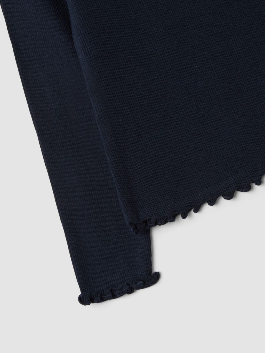 Blue ribbed stretch organic cotton T-shirt_3