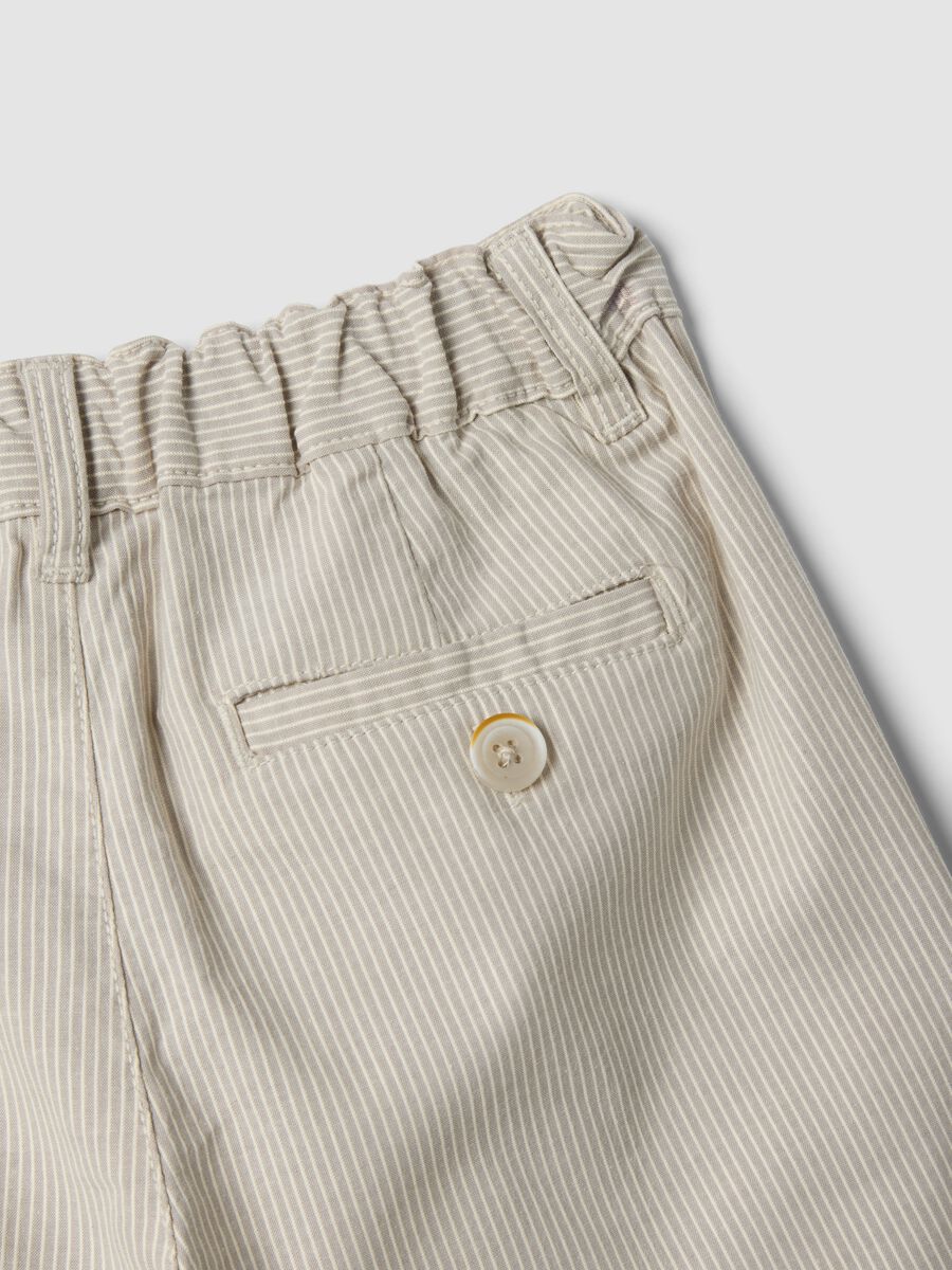Beige striped stretch cotton boys&rsquo; Bermuda shorts, regular fit_3