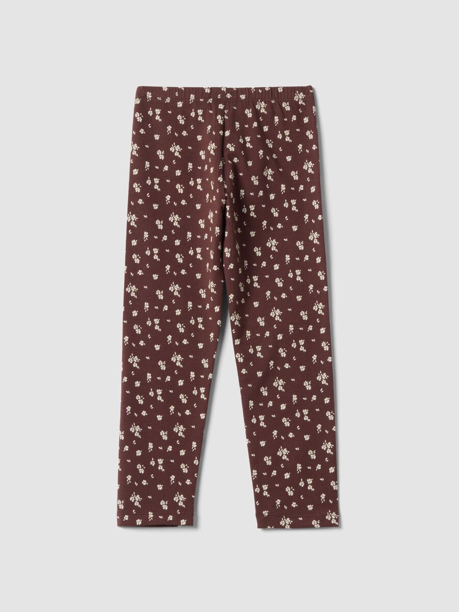 Brown floral organic stretch cotton leggings_1