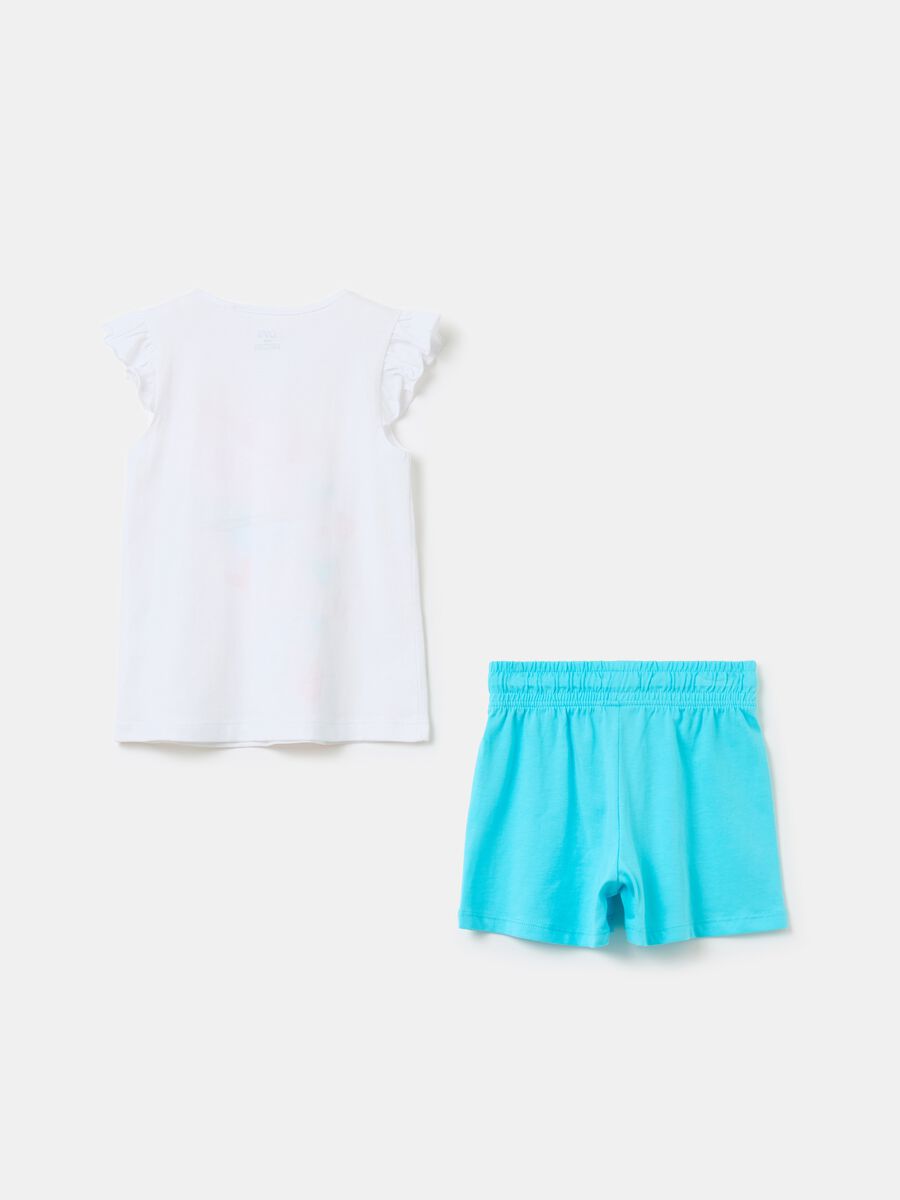 Sleeveless T-shirt with print and shorts set_1