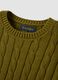 Green pure cotton cable-knit crew-neck jumper_1