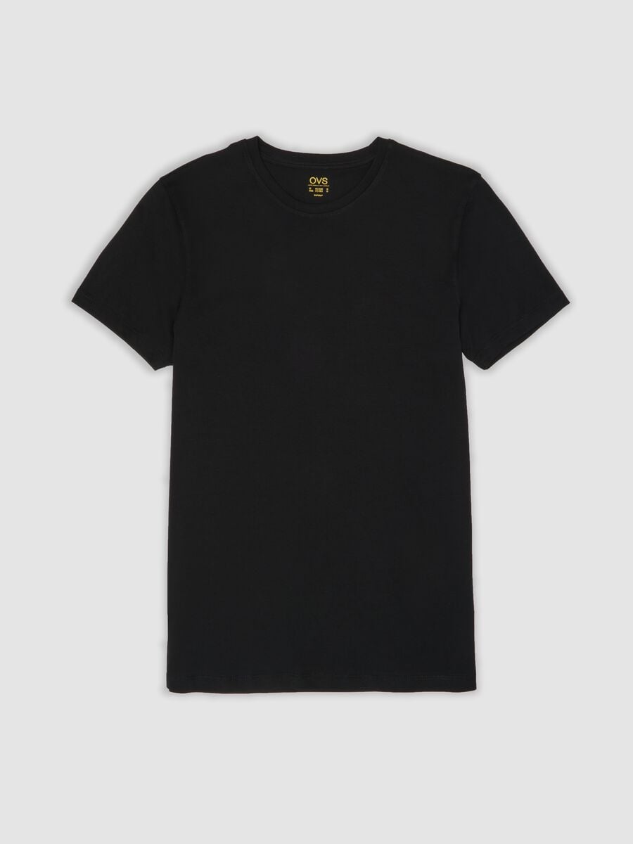 Black crew-neck T-shirt in pure Supima cotton, regular fit_4