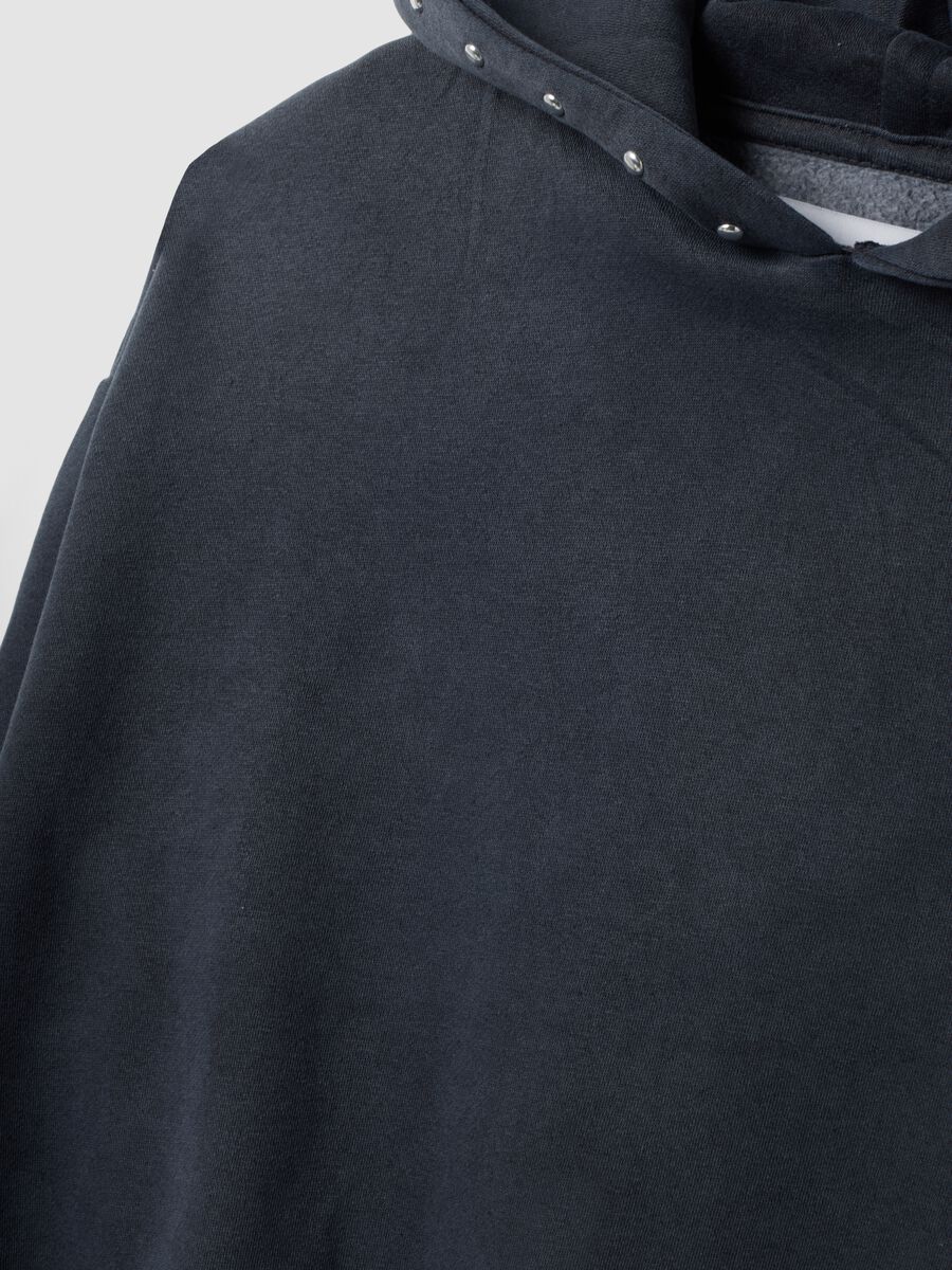 Grauer Hoodie aus Baumwollmischung mit Strass, Relaxed Fit_1