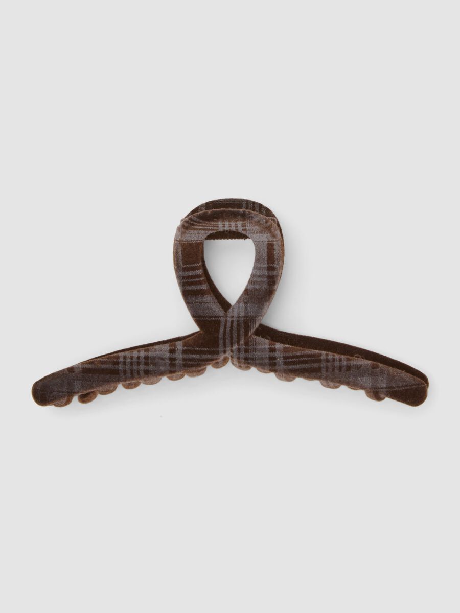 Brown tartan hair claw clip_0