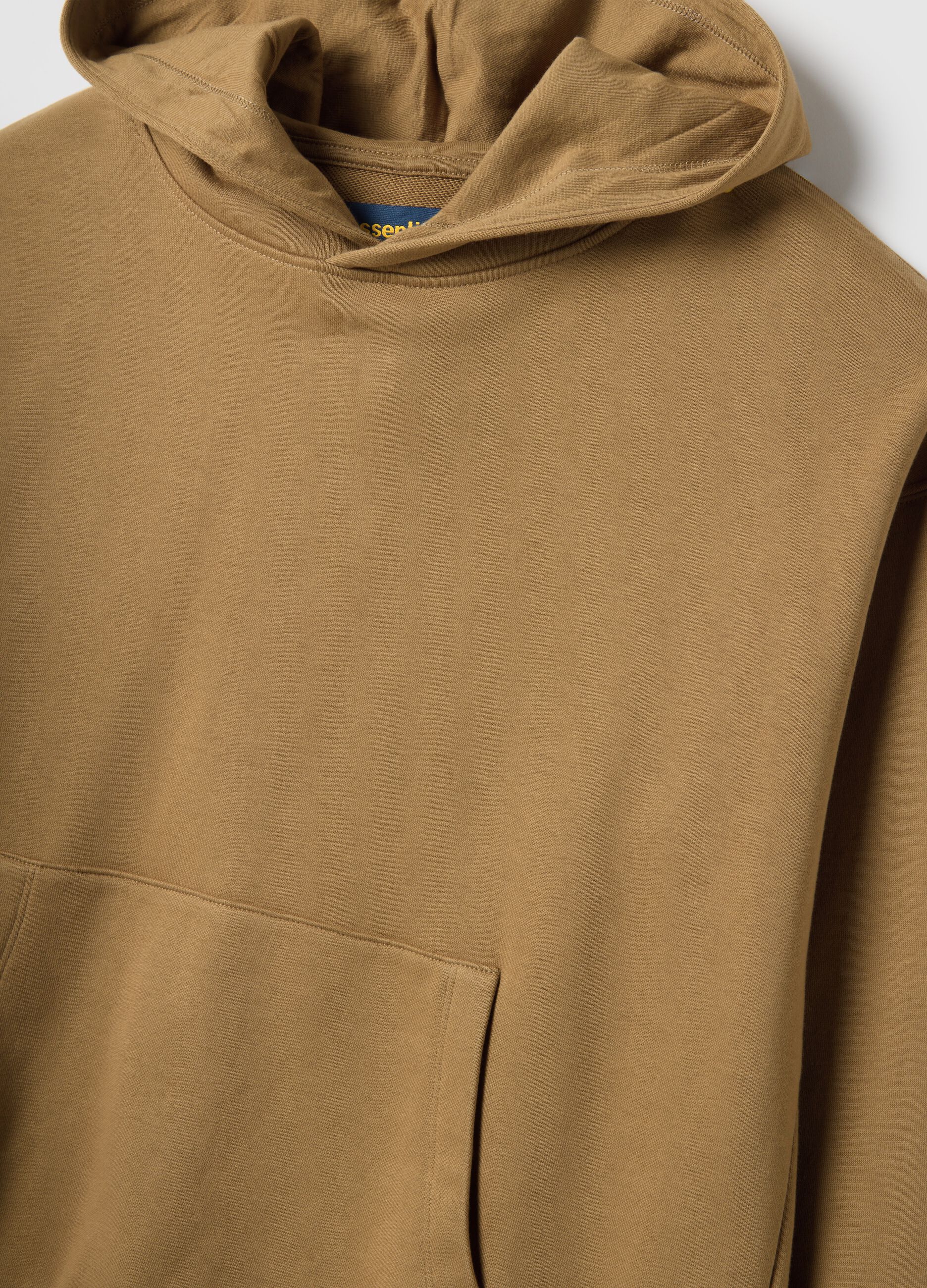 Regular fit beige cotton blend hoodie