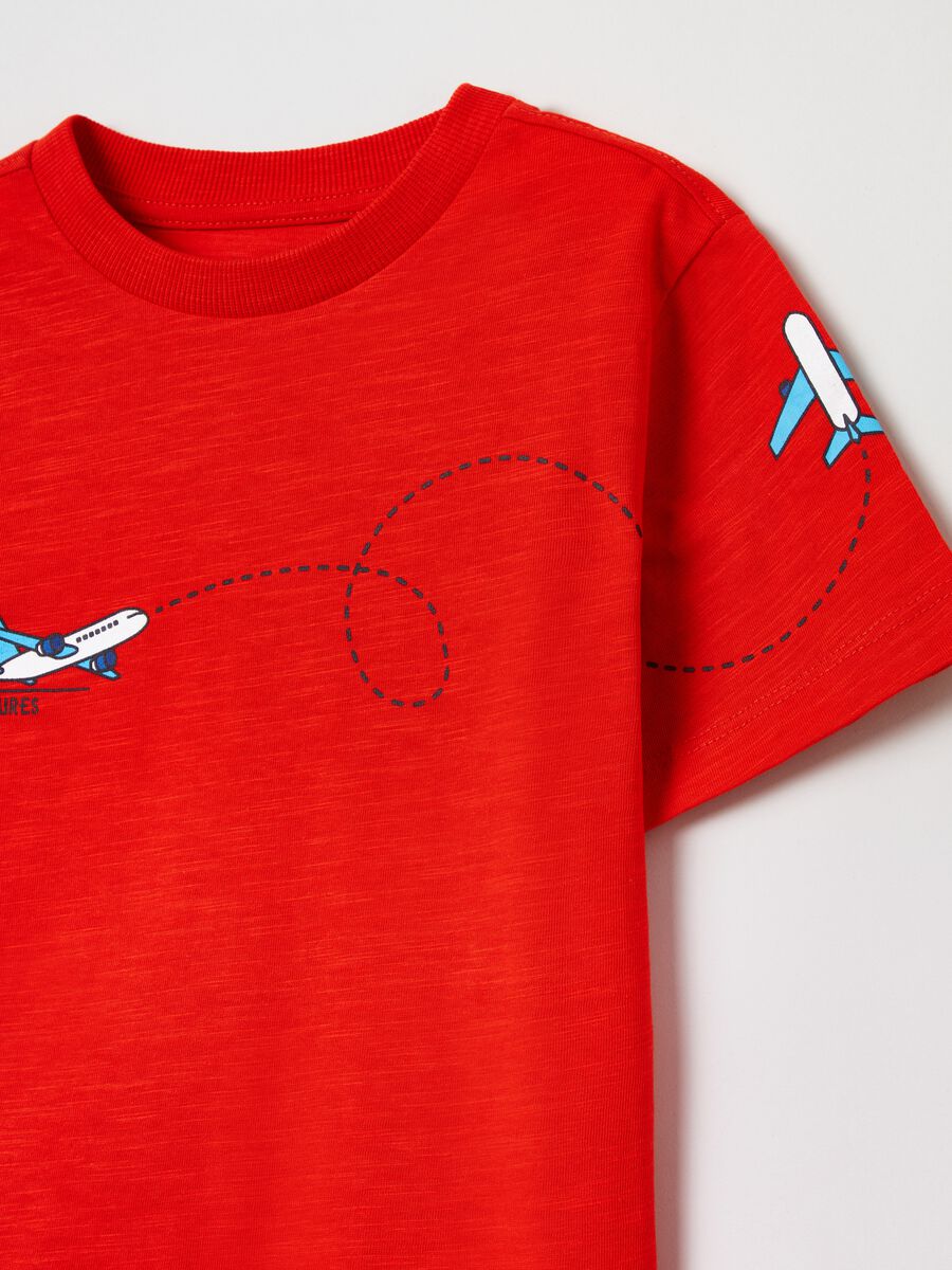 T-shirt in cotone con stampa aereo_2
