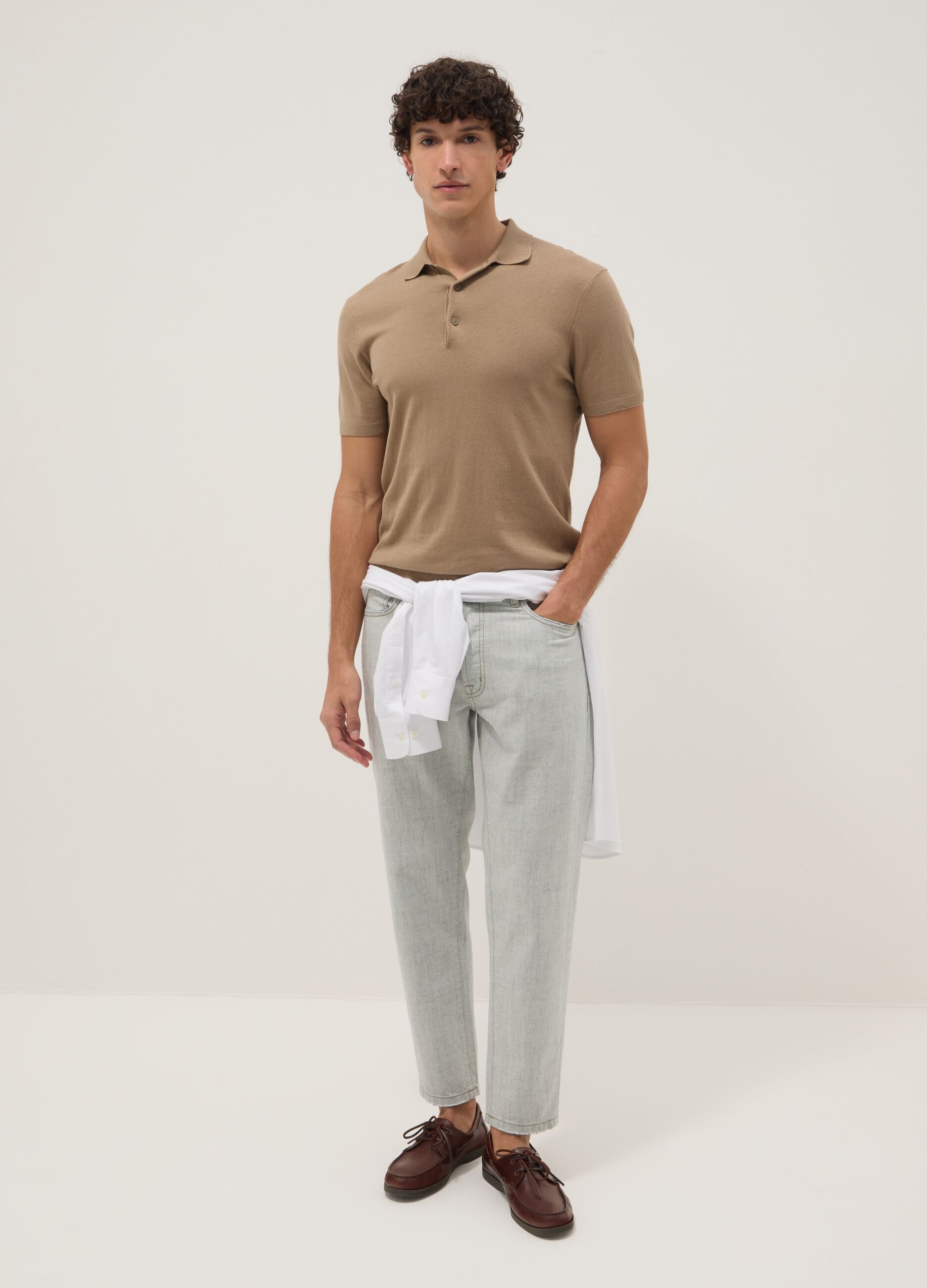 Hellblaue Denim-Jeans aus reiner Baumwolle im Relaxed Fit