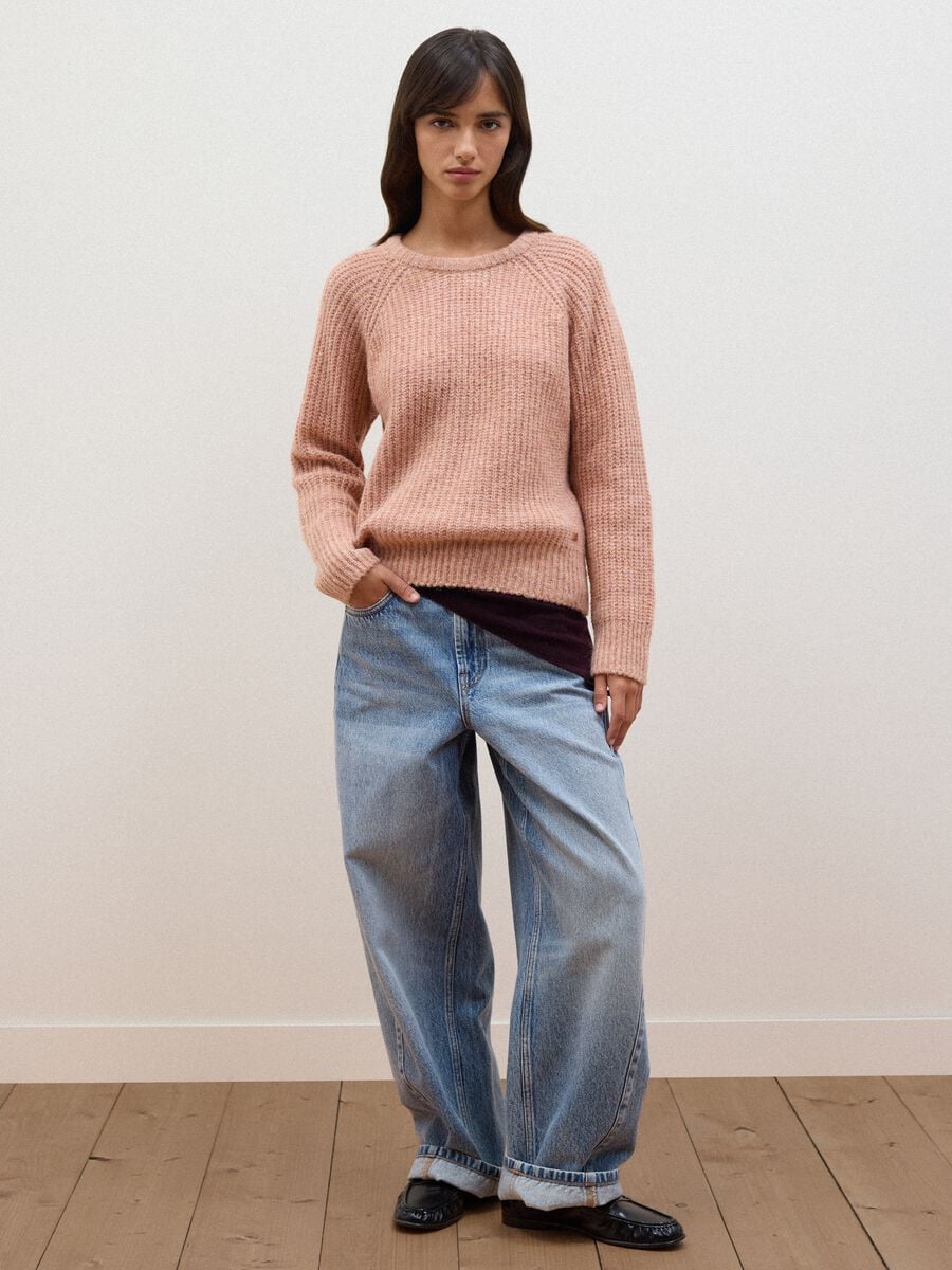 Pink ribbed stretch-wool jumper, regular fit_2