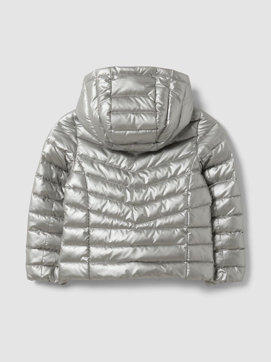 Ultralight Grey Hooded Zip-Up Puffer Jacket for Girls_1