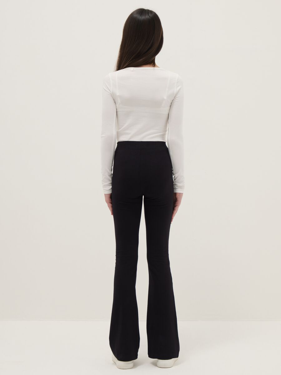 Girls' black stretch cotton flare leggings_1