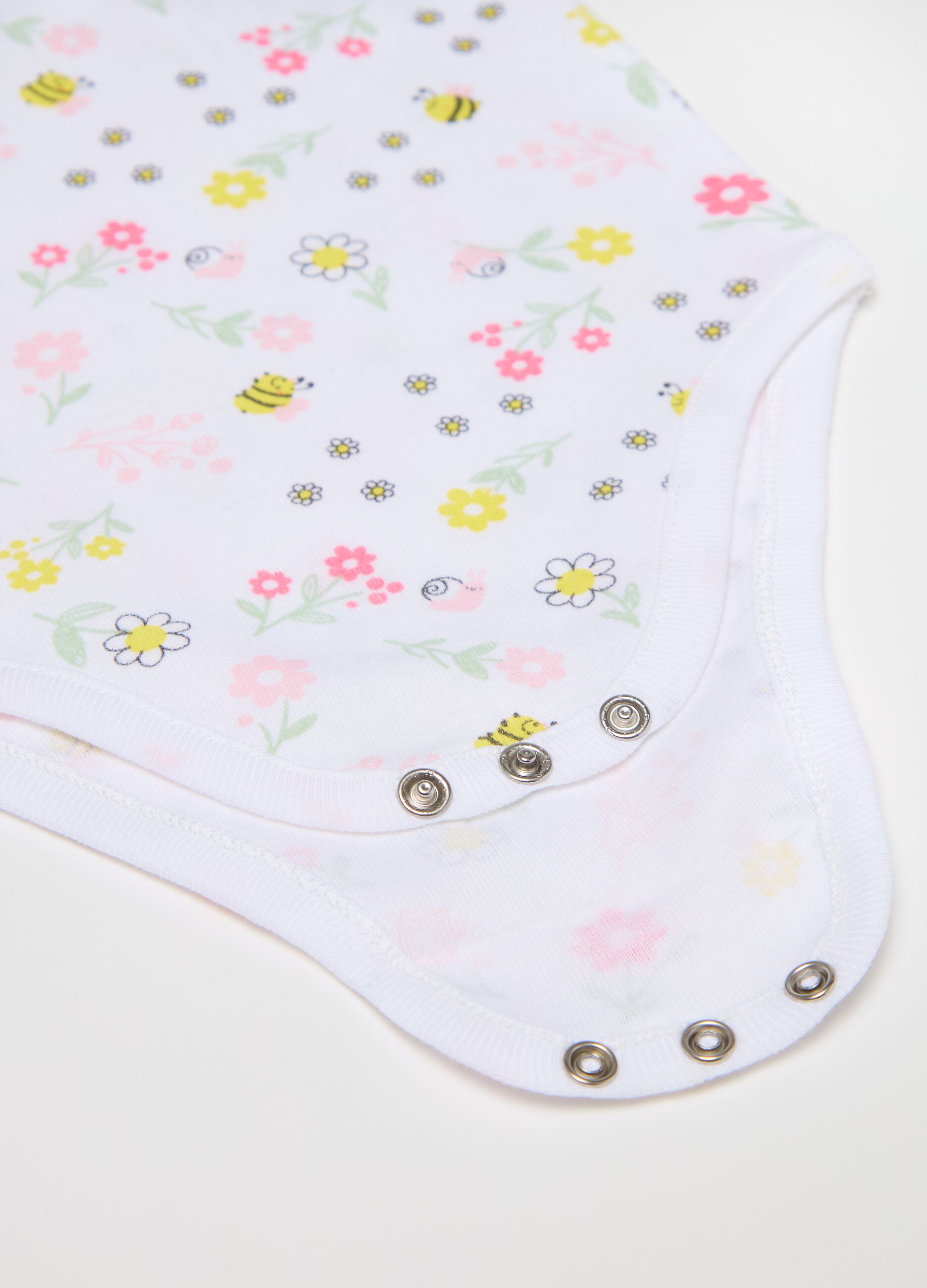 Two-pack sleeveless bodysuits with bees print