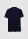 Blue pure cotton piqu&eacute; polo shirt with classic collar, regular fit_0